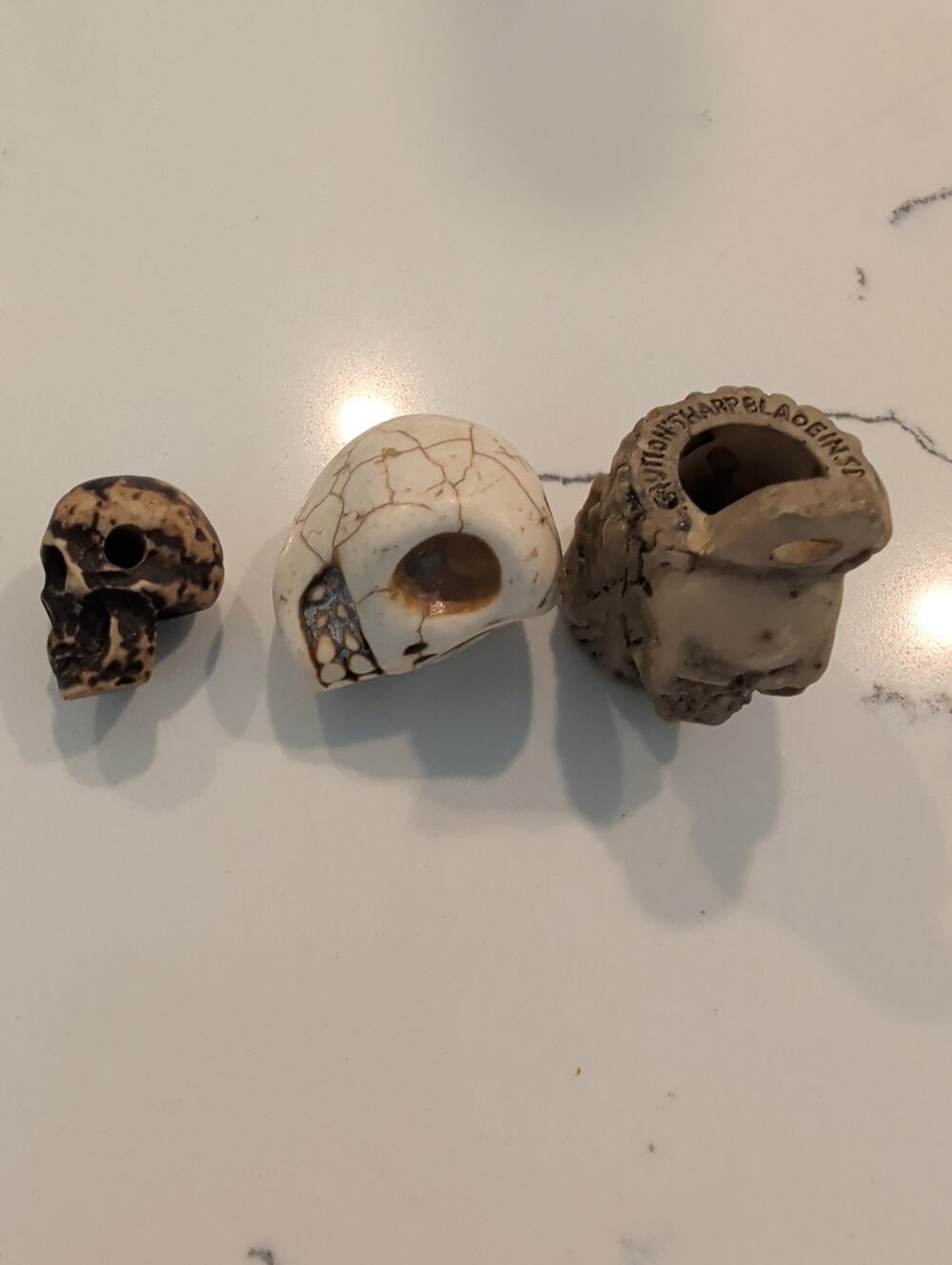 Vintage Skull Bead Lot Howlite Resin Skeleton Head Paracord Lanyard Knife Sharp